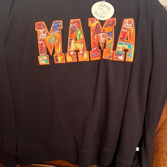 Hunter Grace Mama Crew XL Vibrant Black Crewneck Sweater- bamboo - Picture 4 of 7